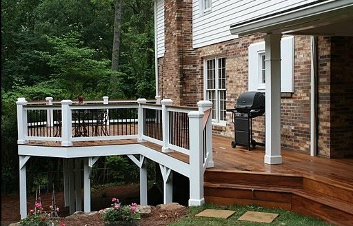 When building a deck for a split-level home, part of the deck will 