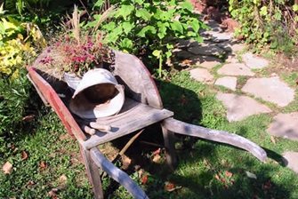 old wooden wheelbarrow
