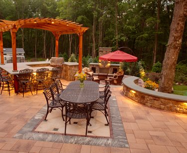 Outdoor Dining atop a Tile Rug