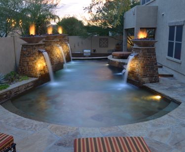 Swimming Pool Fountains, Pool Fire Features