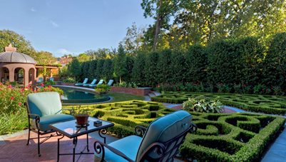 对冲，设计，正式，打结花园设计Harold Leidner景观建筑师Carrollton，德克萨斯州