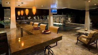 豪华户外厨房，花岗岩，石板户外厨房Alderete Pools Inc. San Clemente，CA