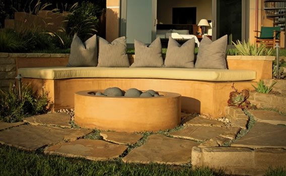 Built In Seating Costa Mesa Ca, Fire Pit Curved Bench Seating