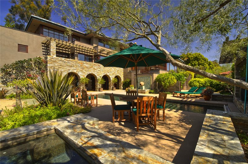 托斯卡纳、水池、喷泉、绿色、拱门,家具加州花园旅游景观网络Calimesa CA