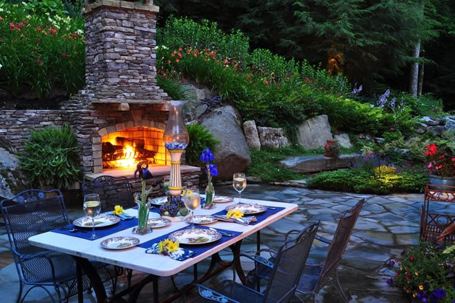 Backyard Fireplace, Outdoor Dining, Lighting
Outdoor Fireplace
Greenleaf Services Inc.
Linville, NC