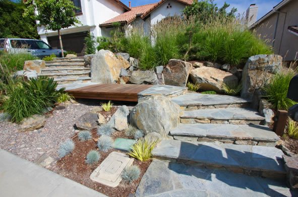Flagstone, Front Yard, Steps, Entry
Xeriscape Landscaping
DC West Construction Inc.
Carlsbad, CA