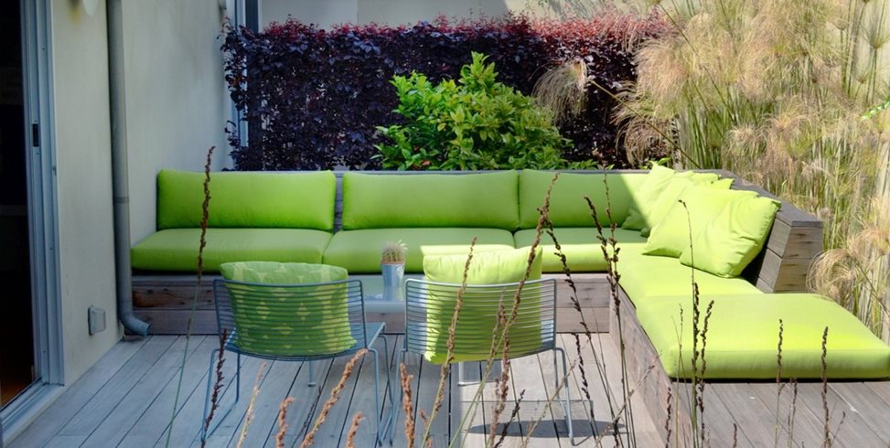 露台，沙发，小院子后院美化园林绿化网络Calimesa，CA